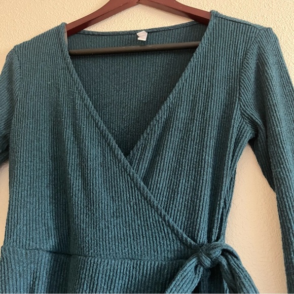 Target Xhiliration Women’s Turquoise Mock Wrap Ribbed A Line Dress Size XS - Picture 3 of 7